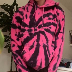 Black and Pink Tie Dye Hoodie
